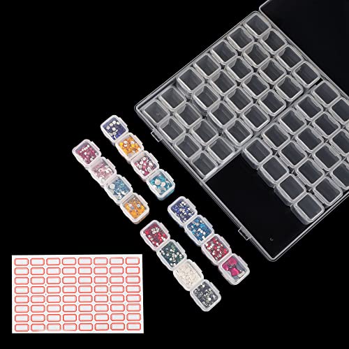 Ecurfu 56 Slots Diamond Painting Storage Containers, 56 Girds 1 Pack, Bead Storage Containers, Diamond Art Organizer Box, Diamond Painting Accessories, Embroidery Storage with Label Stickers - Image 1