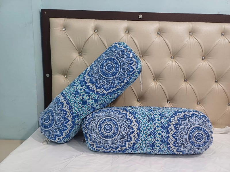 POSHMANDALA غطاء وسادة طويلة مستديرة من بوشماندالا من القطن مزخرف وناعم وفاخر لمجموعة الديوان لغرفة المعيشة بحجم 16x32 بوصة مجموعة من 2 قطعة فقط غطاء - Image 3