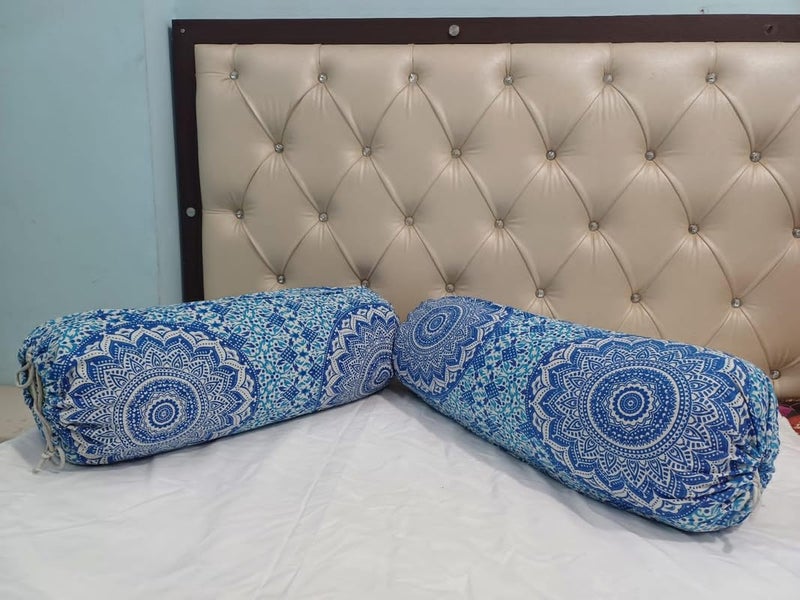 POSHMANDALA غطاء وسادة طويلة مستديرة من بوشماندالا من القطن مزخرف وناعم وفاخر لمجموعة الديوان لغرفة المعيشة بحجم 16x32 بوصة مجموعة من 2 قطعة فقط غطاء - Image 2