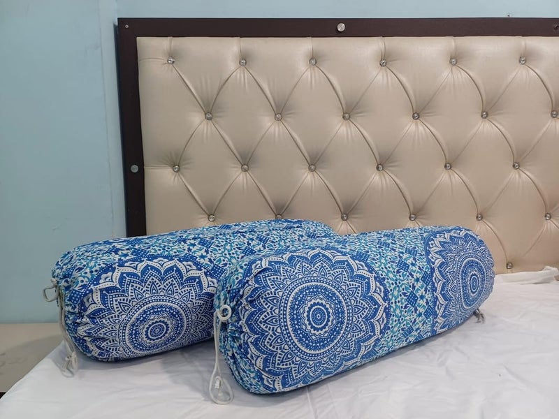POSHMANDALA غطاء وسادة طويلة مستديرة من بوشماندالا من القطن مزخرف وناعم وفاخر لمجموعة الديوان لغرفة المعيشة بحجم 16x32 بوصة مجموعة من 2 قطعة فقط غطاء - Image 4