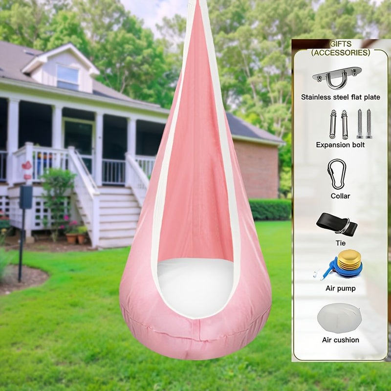 Hanging Hammock Chair with Inflatable Pillow Hand Washable Swing Seat For Relaxation And Playtime Portable Balcony And Garden Furniture Soft Comfortable Seat Easy Setup Multi Color Options Milky White - Image 4