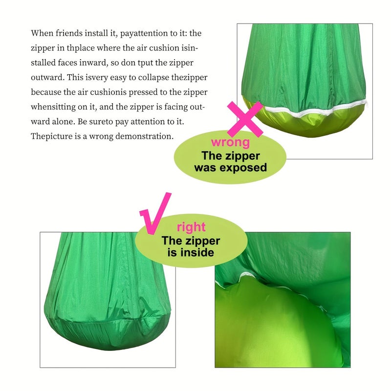 Hanging Hammock Chair with Inflatable Pillow Hand Washable Swing Seat For Relaxation And Playtime Portable Balcony And Garden Furniture Soft Comfortable Seat Easy Setup Multi Color Options Milky White - Image 2