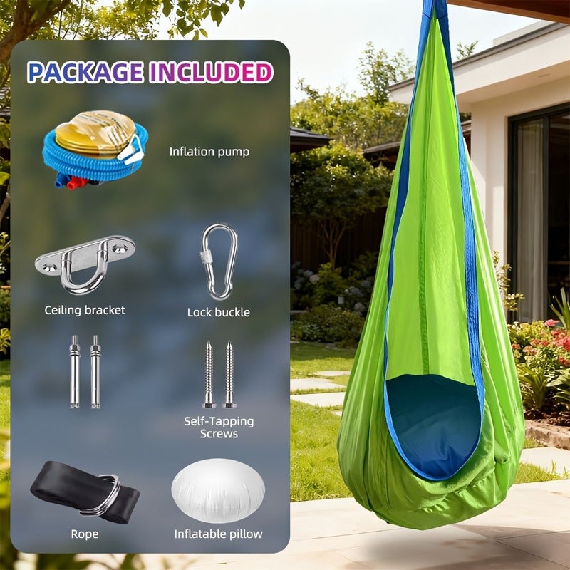 Hanging Hammock Chair with Inflatable Pillow Hand Washable Swing Seat For Relaxation And Playtime Portable Balcony And Garden Furniture Soft Comfortable Seat Easy Setup Multi Color Options Milky White - Image 5
