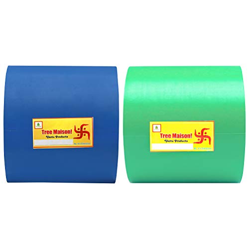 TREEMAISON Tree Maison Coronating Homes Tape For Vastu Dosh/Mirror Tape/Remedy For Bathroom Andtoilet Entrance/Combo Of Blue-Green Colors (20 Mtrs Length And 4 Inch Width Approx.) - Image 1