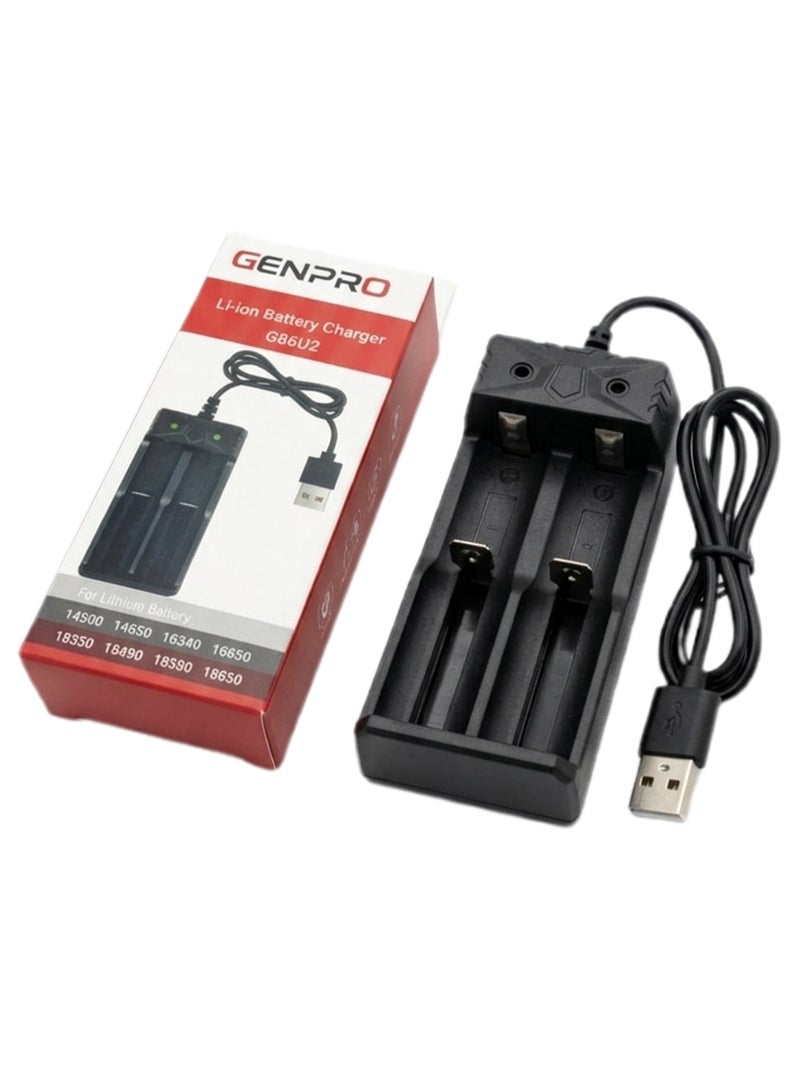 GenPro Universal Li-ion Battery Charger with Smart LED Indicator & Full Rotating Light Compatible with Multiple Battery Sizes, Safe Charging Protection & Compact Design - Image 2