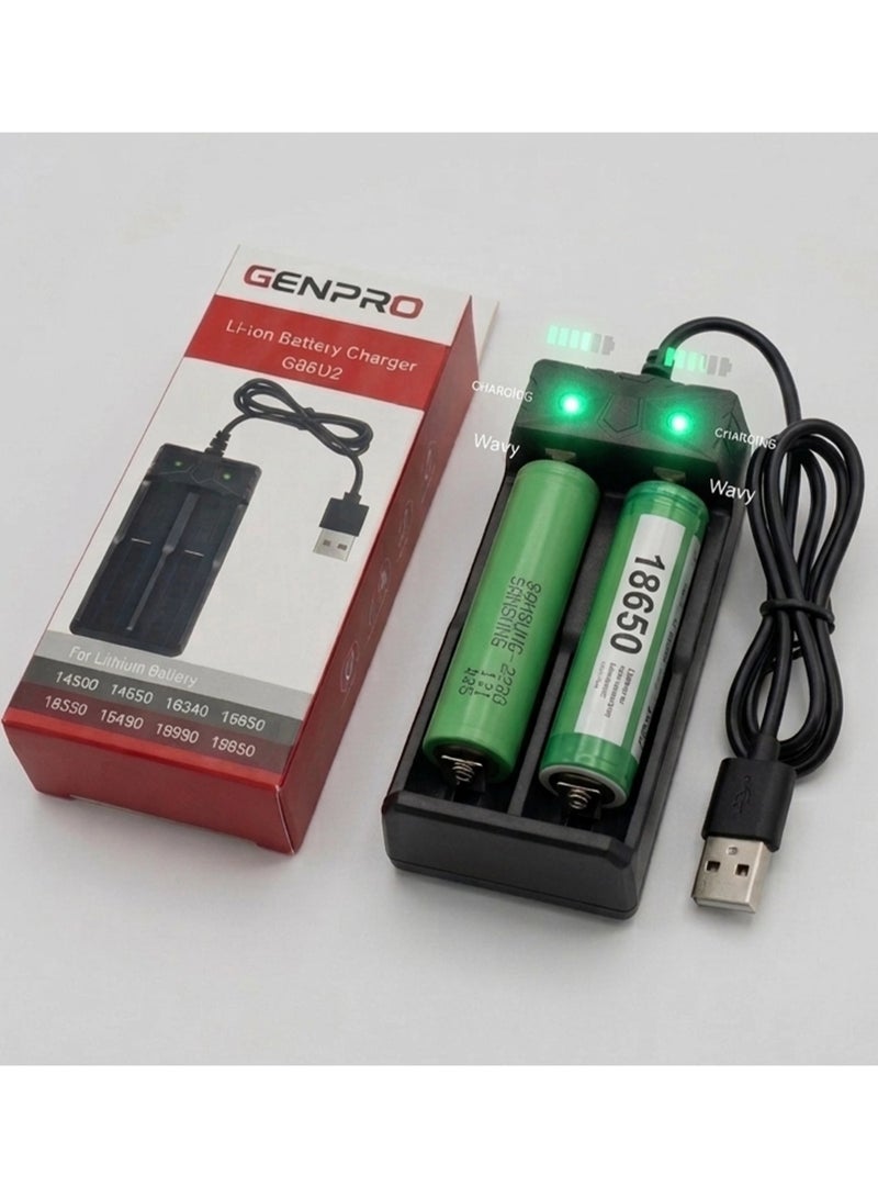 GenPro Universal Li-ion Battery Charger with Smart LED Indicator & Full Rotating Light Compatible with Multiple Battery Sizes, Safe Charging Protection & Compact Design - Image 3