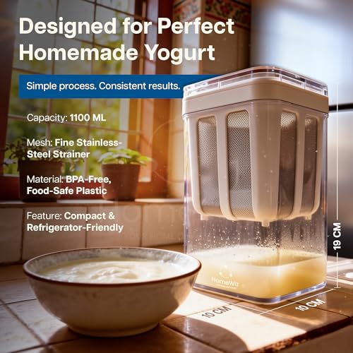 HomeWiz Greek Yogurt & Hung Curd Maker | 1100ml Fine Mesh Strainer Box with Lid | Perfect for Making Homemade Yogurt, Curd, Cheese & More | Durable Kitchen Essential - Image 2