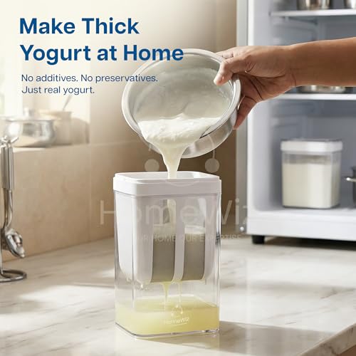 HomeWiz Greek Yogurt & Hung Curd Maker | 1100ml Fine Mesh Strainer Box with Lid | Perfect for Making Homemade Yogurt, Curd, Cheese & More | Durable Kitchen Essential - Image 5