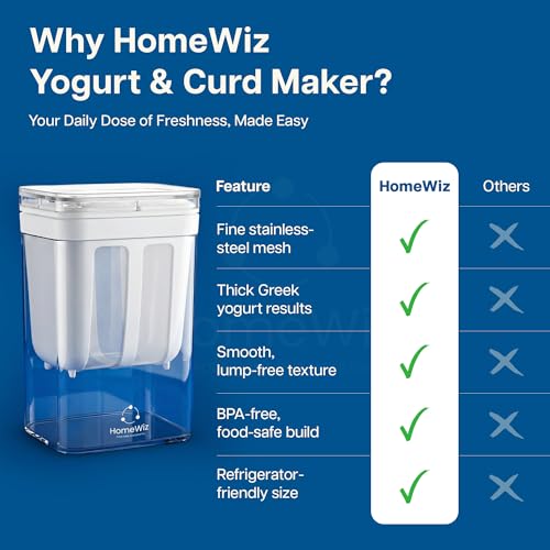 HomeWiz Greek Yogurt & Hung Curd Maker | 1100ml Fine Mesh Strainer Box with Lid | Perfect for Making Homemade Yogurt, Curd, Cheese & More | Durable Kitchen Essential - Image 3