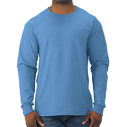 Jerzees Men's Dri-Power Cotton Blend Long Sleeve Tees, Moisture Wicking, Odor Protection, UPF 30+, Sizes S-3X, Columbia Blue, Large - Image 1