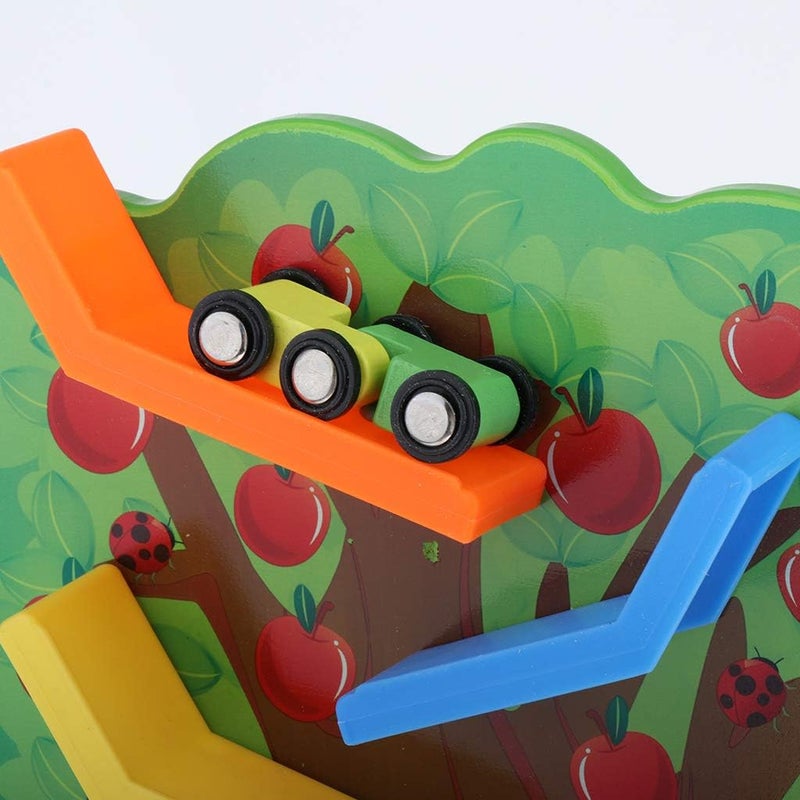 klarako Toddler Toys Wooden Ramp Racer Race Car Toys, 9 Levels Ramp Race with 3 Mini Cars Playset, Kids Early Developmental Toy - Apple Tree Shape - Image 2