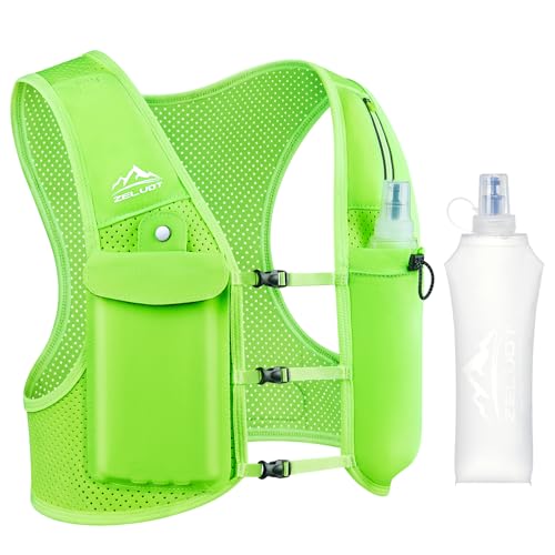 Zelvot Running Vest for Women Men, USA Original Patent, Adjustable Chest Straps Running Hydration Vest with 500ml Soft Flask, Lightweight Breathable Reflective Hydration Backpack (Neon Green, M/L) - Image 1