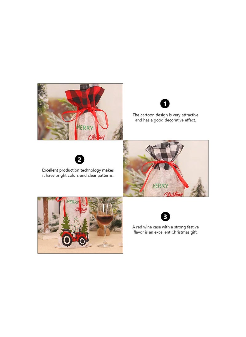 GGOOT - 2Pcs Christmas Wine Bottle Cover alo Red Plaid Bottle Bags Sweater Sleeve Christmas Table Centerpiece Home Party Favor - Image 1