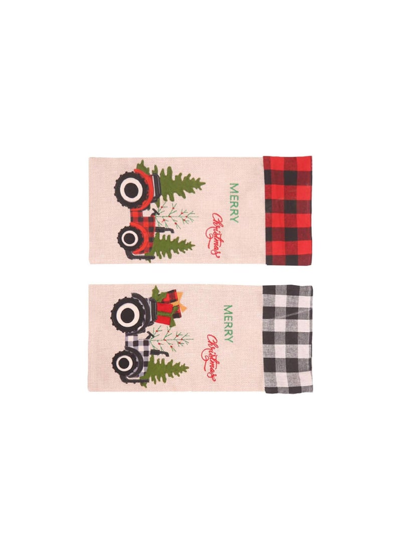 GGOOT - 2Pcs Christmas Wine Bottle Cover alo Red Plaid Bottle Bags Sweater Sleeve Christmas Table Centerpiece Home Party Favor - Image 1