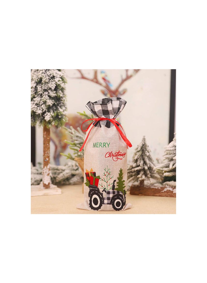 GGOOT - 2Pcs Christmas Wine Bottle Cover alo Red Plaid Bottle Bags Sweater Sleeve Christmas Table Centerpiece Home Party Favor - Image 1