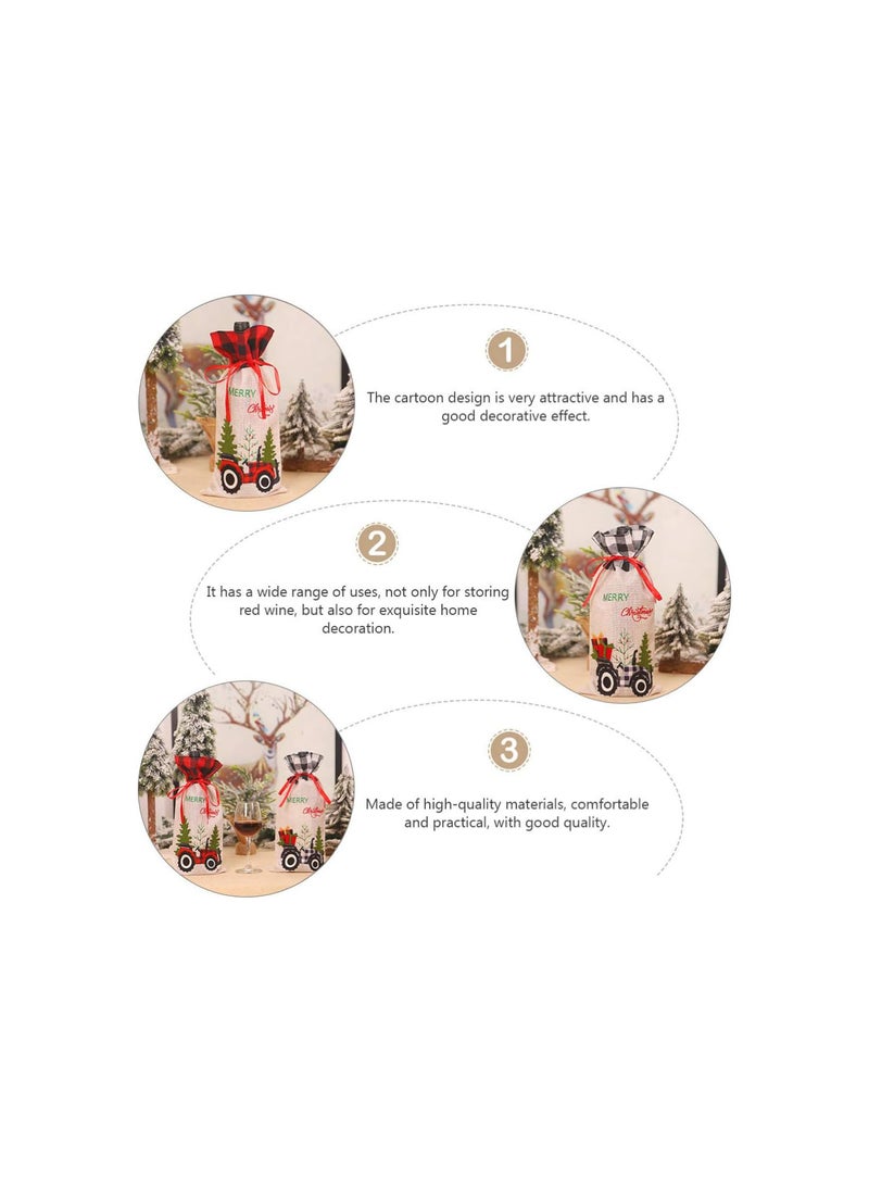 GGOOT - 2Pcs Christmas Wine Bottle Cover alo Red Plaid Bottle Bags Sweater Sleeve Christmas Table Centerpiece Home Party Favor - Image 1