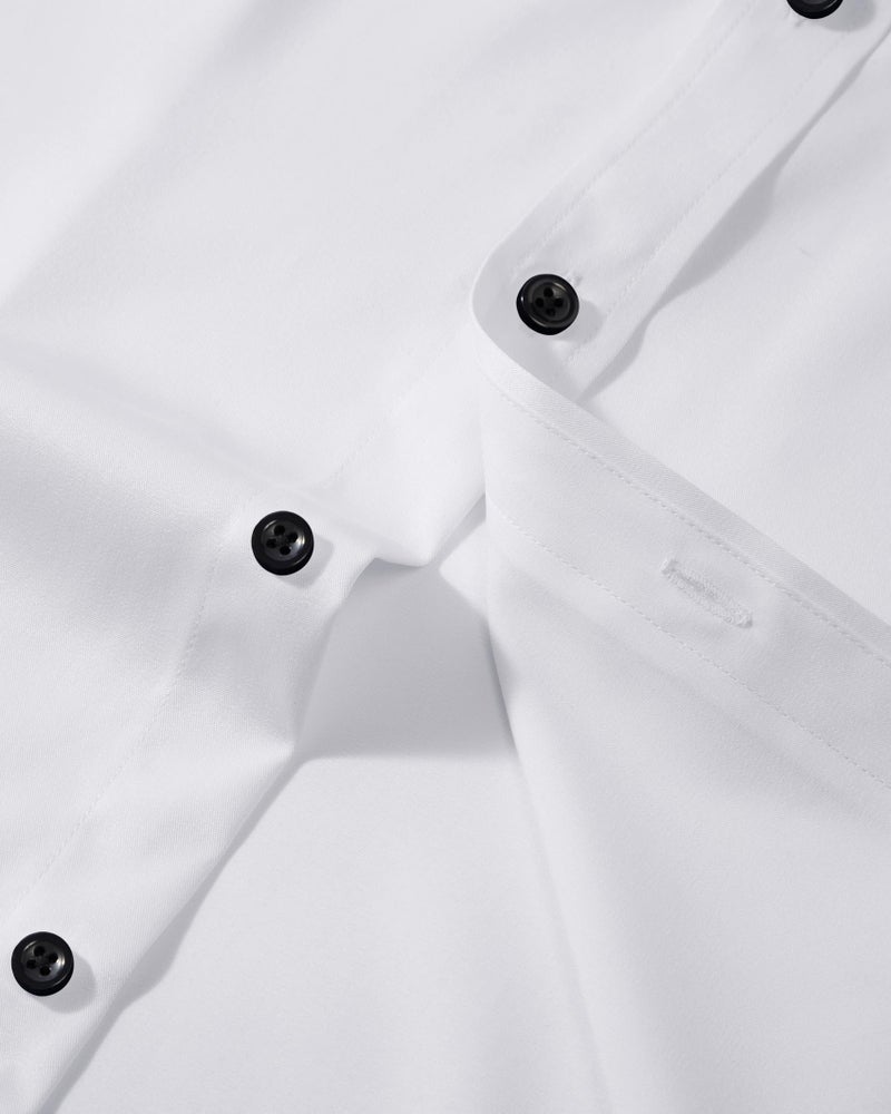 Lusead Mens White Tuxedo Long Sleeve Shirts Slim Fit Wrinkle Free Stretch Formal Button Down Wedding Shirt - Image 4