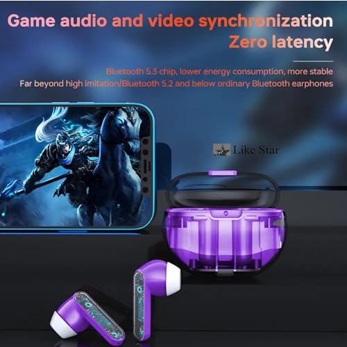 Like Star Butterfly TWS-Wireless Earphone, Bluetooth Earbuds with Transparent Design, 30 Hr Playtime with Fast Charging, Bluetooth 5.3 + ENC, 13mm HD BASS Drivers, IPX7 Sweat-Proof, Built-in Mic White - Image 3
