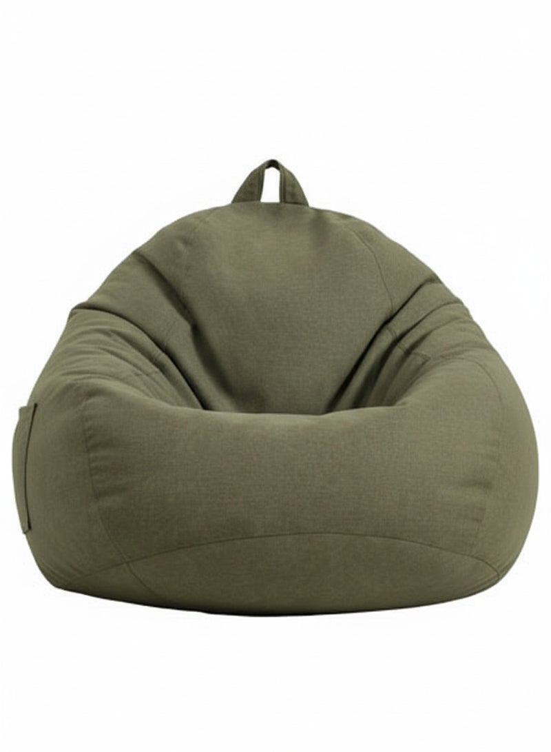 Harmony Home Classic Bean Bag Chair – XL Round Linen Fabric Bean Bag with Polystyrene Beads, Soft, Durable & Lightweight Seating for Home, Bedroom, Lounge & Living Room (Olive Green) - Image 1