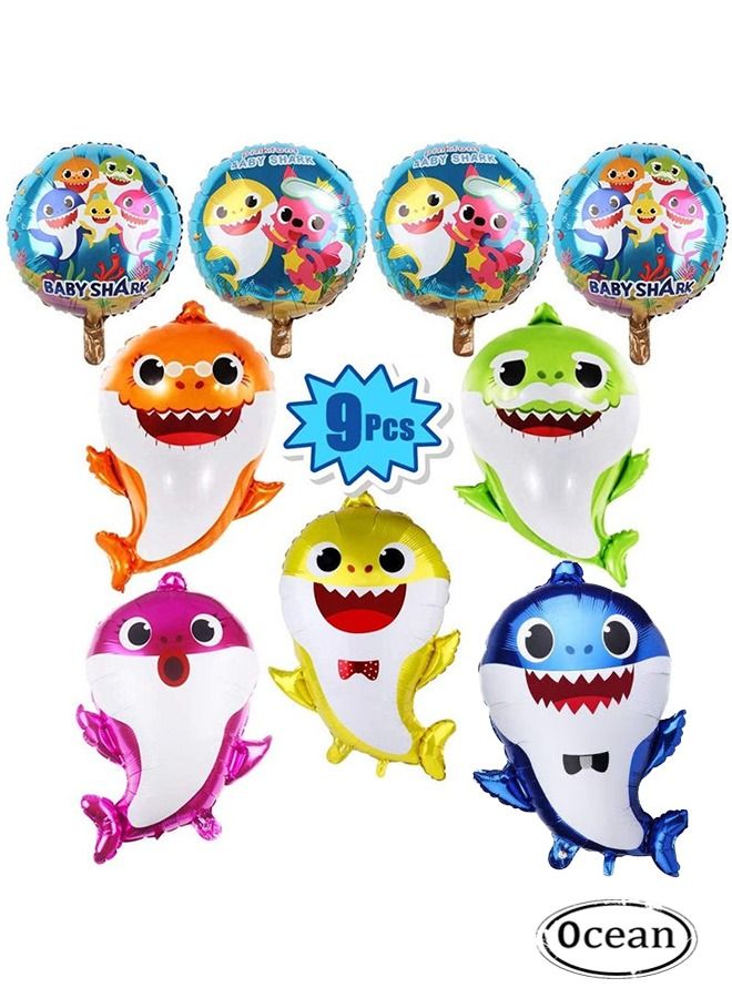 Ocean 9 Pcs Baby Shark Balloon Party Balloons For Kids - Image 1