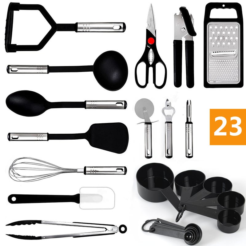Spot Supply Nylon Kitchenware 24 Pieces Casing Handle Nylon Kitchenware Set Stainless Steel Kitchen Gadgets - Image 2