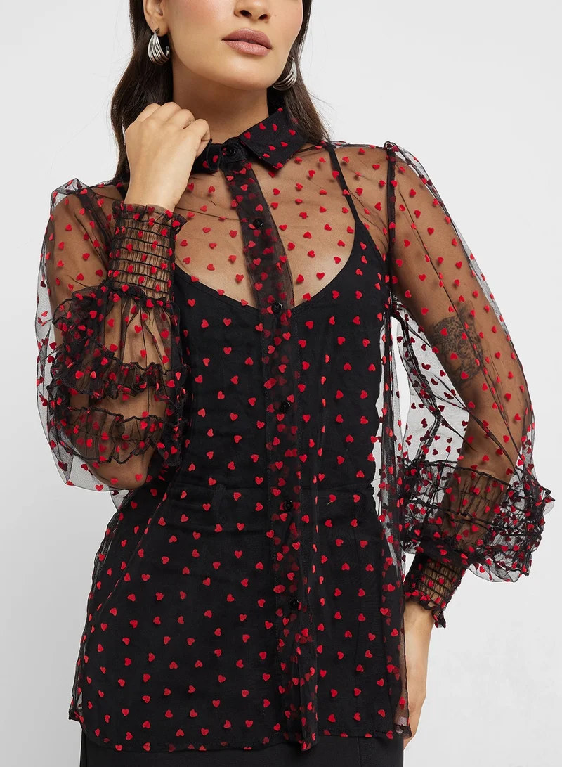 ELLA Sheer Button Down Shirt