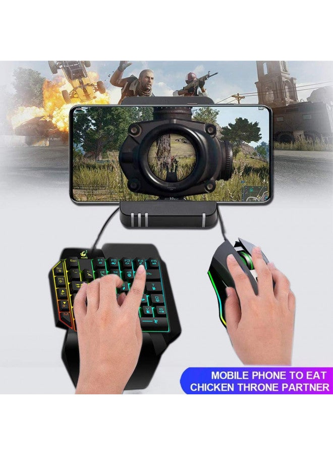 FELICON One Handed Gaming Keyboard and Mouse Combo, Rainbow Backlit 39 Keys Portable Small Mechanical Feel Keyboard with Wrist Rest Support, RGB Backlight 6 Buttons Adjustable Mice for PC Gamer - Image 2