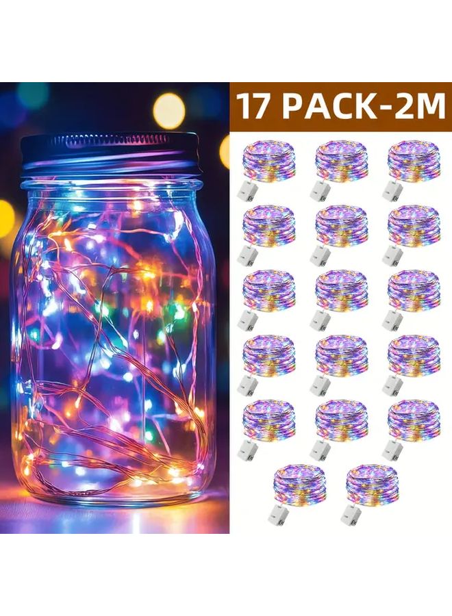 17 Pack Bright Color LED String Lights 3 Modes Battery Powered 78.74 Inch - Image 1
