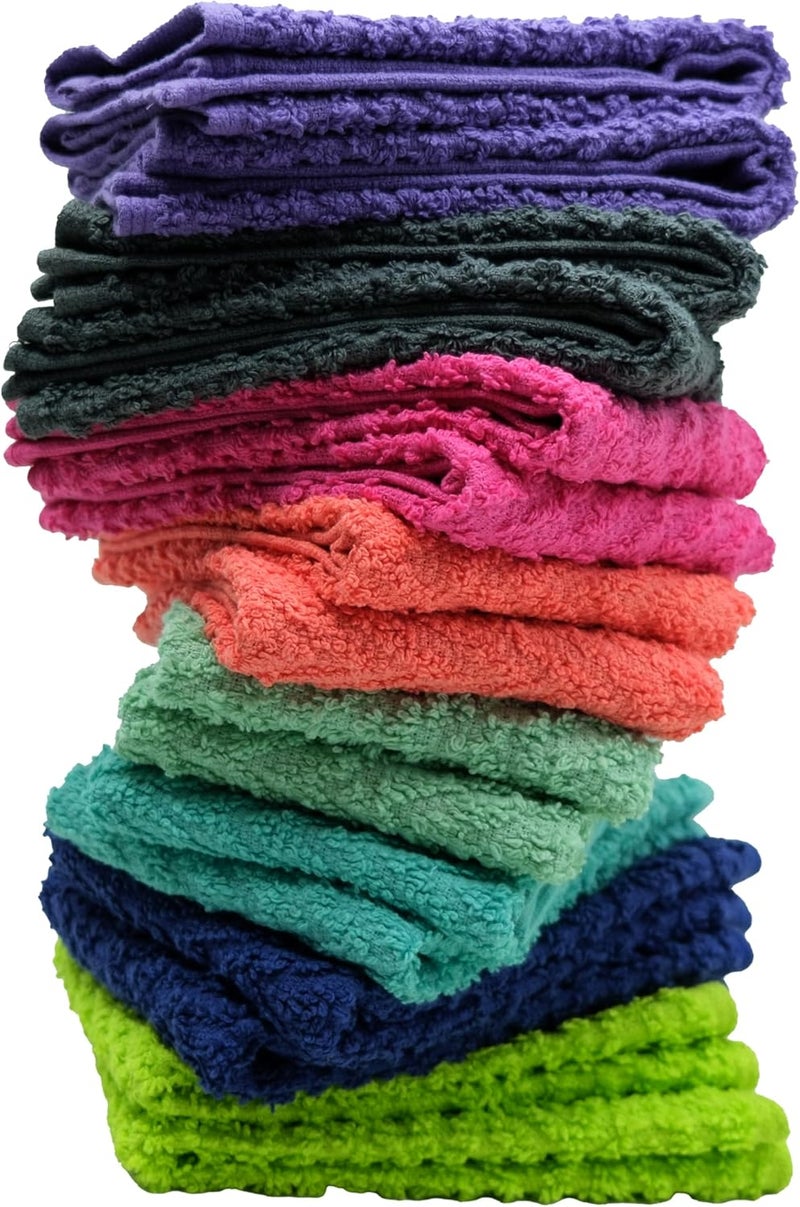 ZUPERIA Zigzag Multicolor Wash Cloths -16 Pack -12" x 12"- Highly Absorbent Soft Washcloths for Face, Gym Towels, Hotel Spa Quality, Reusable & Multipurpose Wash Cloth Towels - Image 1