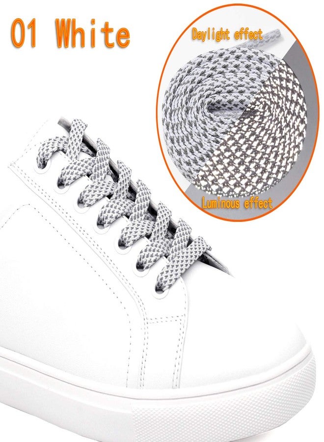 DELELE 2 Pairs Reflective Shoelace Flat White Safety Laces for Shoes Sneakers Boots 55 inch - Image 3