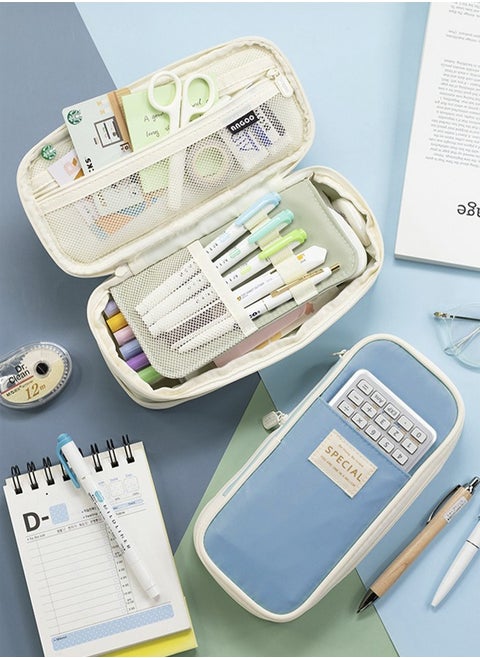 Extra Large Capacity Pencil Case ,Holds 90 Pens, Fits 20cm Ruler, 3cm-5cm Height Adjustable , Multi-functional Storage