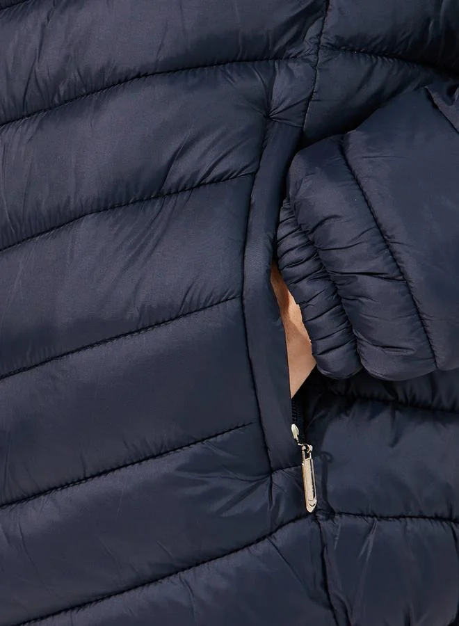 Styli Warm Quilted Hooded Puffer Jacket with Welt Pocket