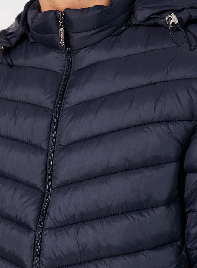 Styli Warm Quilted Hooded Puffer Jacket with Welt Pocket