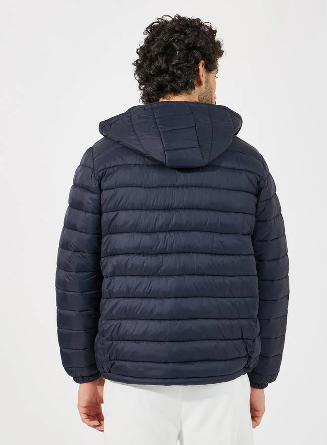 Styli Warm Quilted Hooded Puffer Jacket with Welt Pocket