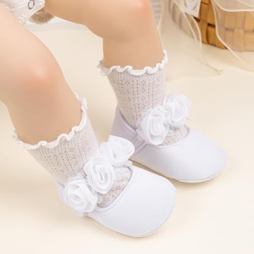 HsdsBebe 2pcs/Set Newborn Baby Girl Princess Mary Jane Shoes Toddler Infant Wedding Dress Flat Shoes with Free Headband - Image 2