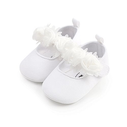 HsdsBebe 2pcs/Set Newborn Baby Girl Princess Mary Jane Shoes Toddler Infant Wedding Dress Flat Shoes with Free Headband - Image 1