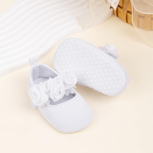 HsdsBebe 2pcs/Set Newborn Baby Girl Princess Mary Jane Shoes Toddler Infant Wedding Dress Flat Shoes with Free Headband - Image 3