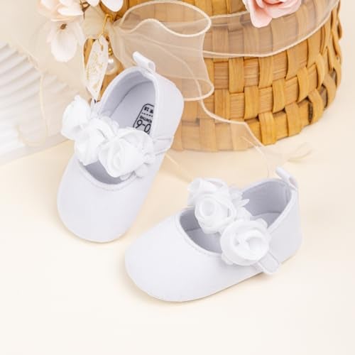 HsdsBebe 2pcs/Set Newborn Baby Girl Princess Mary Jane Shoes Toddler Infant Wedding Dress Flat Shoes with Free Headband - Image 4