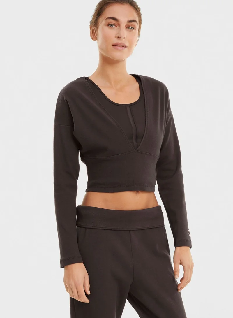 PUMA Exhale Ribbed Knit T-Shirt