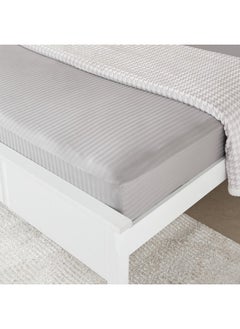 Home Box Hamilton Stripe Satin Cotton King Fitted Sheet 210 x 36 x 180 cm  - Image 3