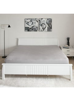 Home Box Hamilton Stripe Satin Cotton King Fitted Sheet 210 x 36 x 180 cm  - Image 1