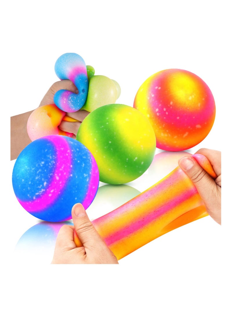 Captaintech Stress Balls, Squeeze Relief Balls, 4 PCS Relaxing Durable Stretch Stress Relief Fidget Toy Set, Super Soft Balls for Kids Adults, Mixed Color Toys Gifts to Help Anxiety, ADHD, Autism Hand Strength - Image 1