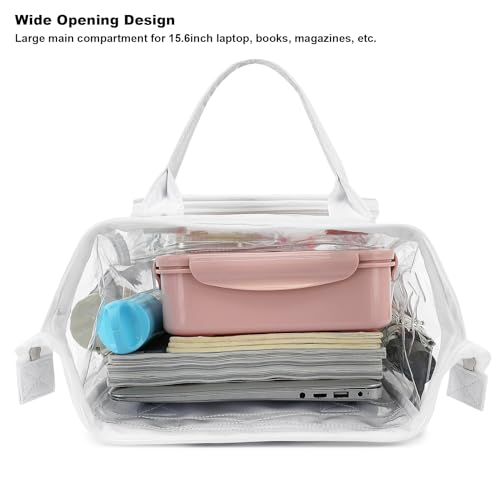 Yusudan Heavy Duty Clear Backpack for Men Women, School Bag Bookbag PVC Plastic Transparent Backpacks for Boys Girls (White) - Image 3