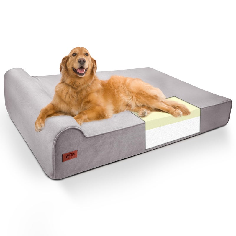 Sytopia XXL 35D Memory Foam Dog Bed for Extra Large Dogs â€“ 7" Thick Orthopedic Pet Couch for Seniors and Big Breeds up to 150 Pounds, with Water-Resistant Liner & Washable Cover â€“ Grey - Image 1