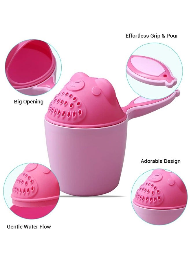 Children's Shampoo Rinse Cup with Shower Head, Baby Bathing Cup, Light Green + Pink  - Image 2