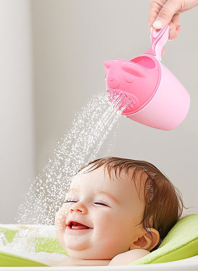 Children's Shampoo Rinse Cup with Shower Head, Baby Bathing Cup, Light Green + Pink  - Image 3