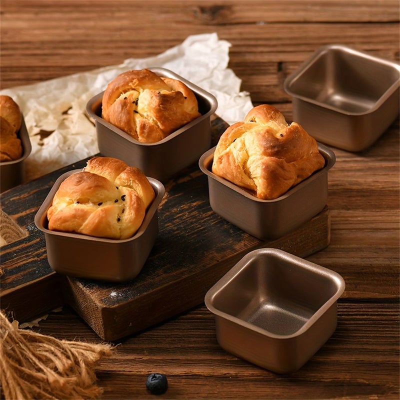 4pcs Mini Square Cake And Bread Mold Set Nonstick Stainless Steel For Perfect Toast And Pound Cakes Essential Kitchen Gadgets - Image 1