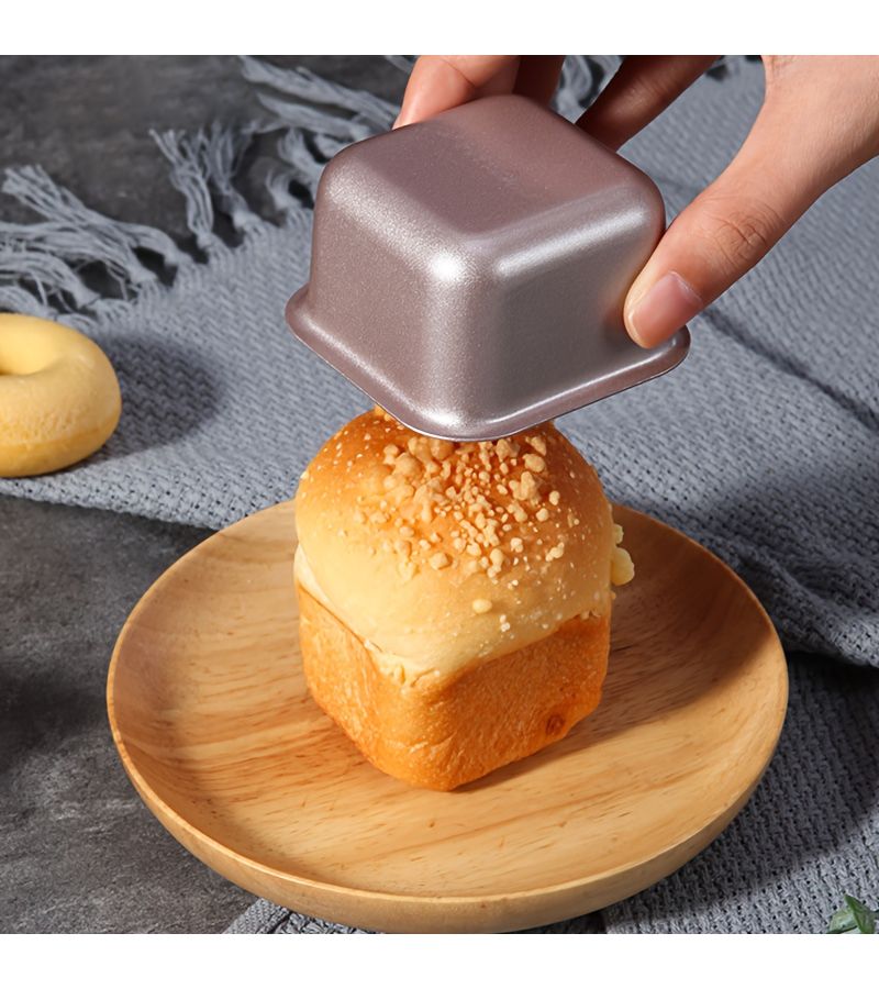 4pcs Mini Square Cake And Bread Mold Set Nonstick Stainless Steel For Perfect Toast And Pound Cakes Essential Kitchen Gadgets - Image 5