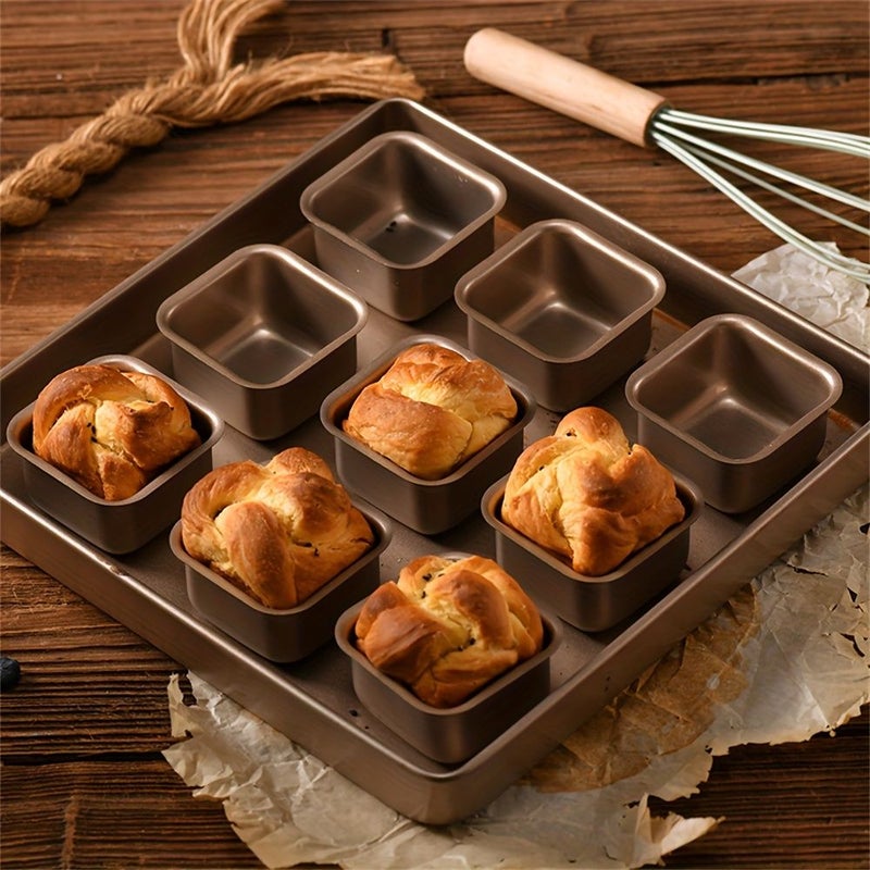 4pcs Mini Square Cake And Bread Mold Set Nonstick Stainless Steel For Perfect Toast And Pound Cakes Essential Kitchen Gadgets - Image 2
