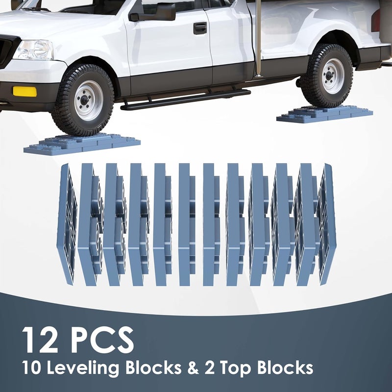 CircleRoad Heavy Duty RV Leveling Blocks 12 Pack, Interlocking Design Camper Leveling Blocks with Packing Bag, Ideal for Leveling Single and Dual Wheels (Gray) - Image 3